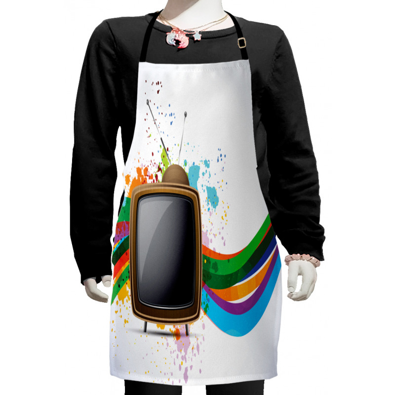 Old TV Color Splash Kids Apron