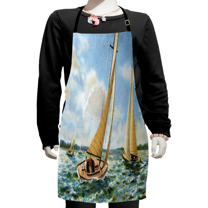 Sailing Wavy Sea Kids Apron