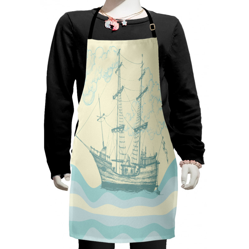 Ship Waves Clouds Kids Apron