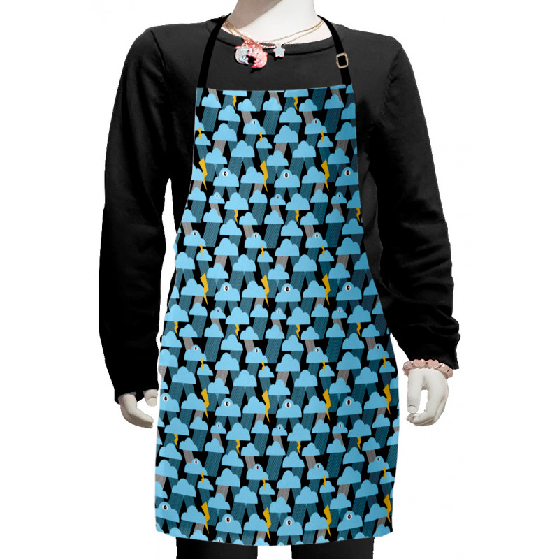 Single Eyed Clouds Rain Kids Apron