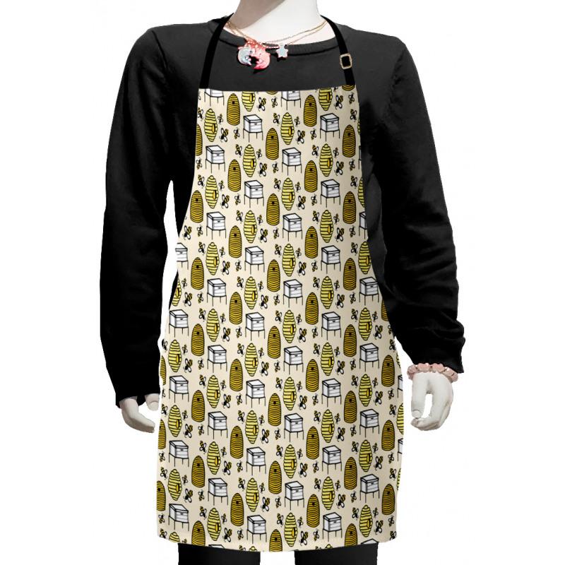Caricature Bee Hives Rural Kids Apron