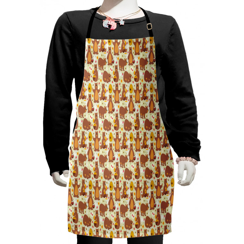 Grizzly Bear Eating Honey Kids Apron