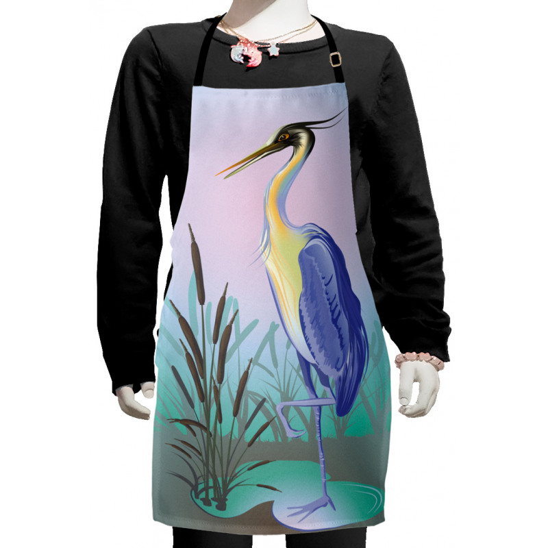 Heron with Reed Water Kids Apron