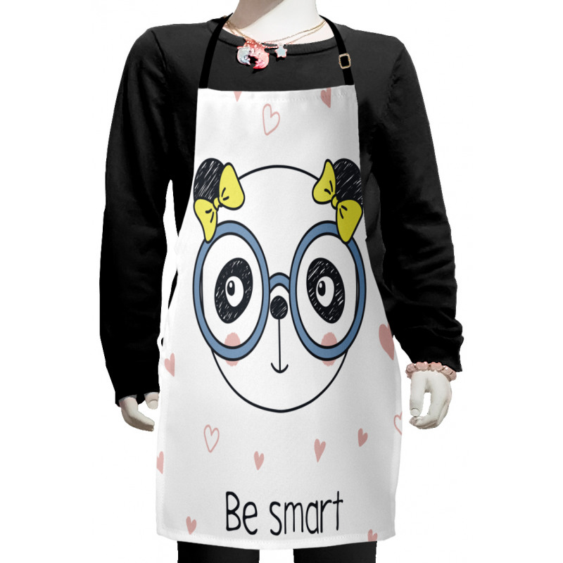 Doodle Panda Girl Glasses Kids Apron