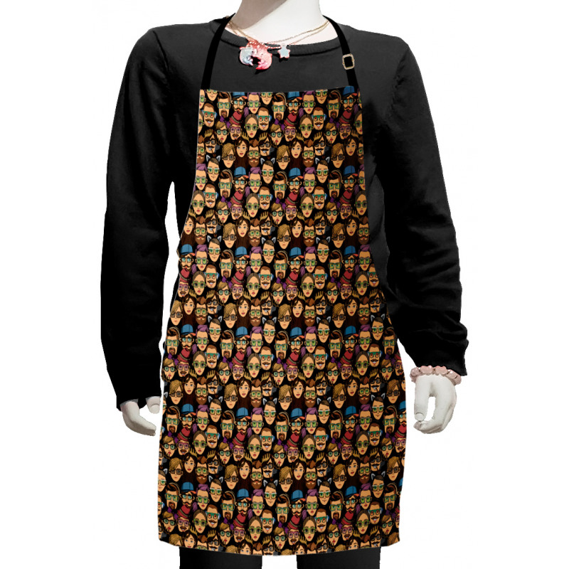 Cartoon Hipster Fashion Kids Apron