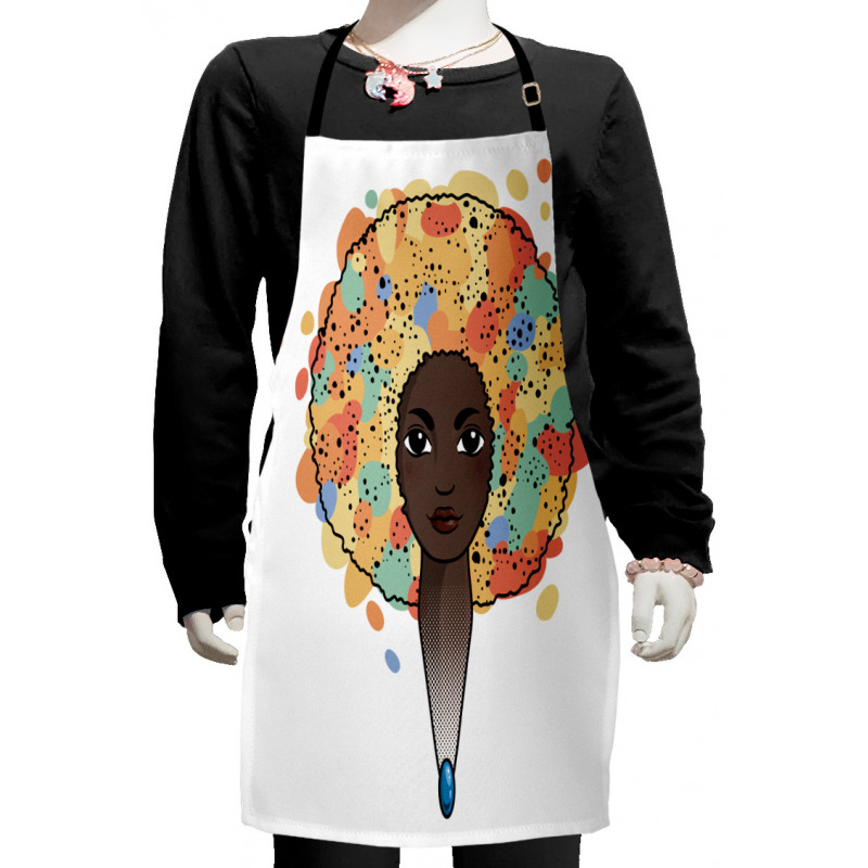 Woman with Luxuriant Hair Kids Apron