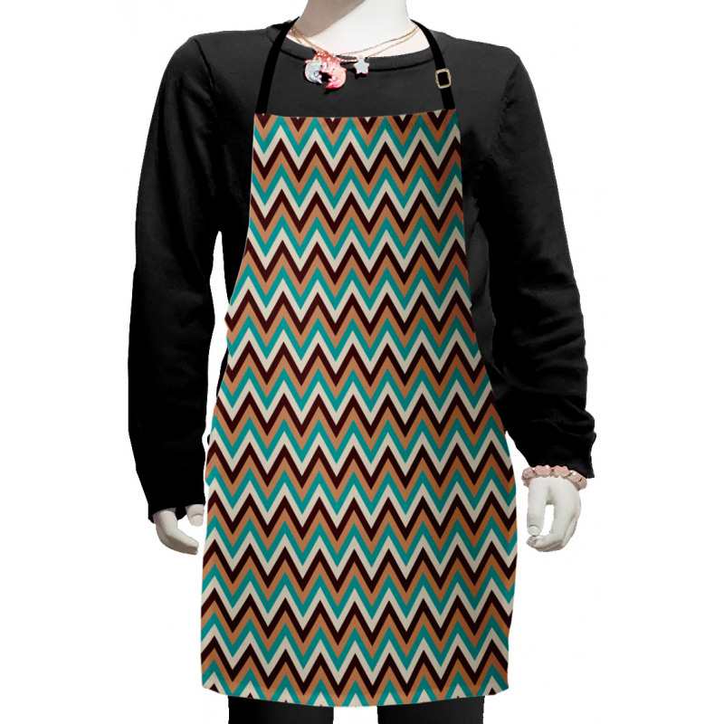 Retro Color Zigzag Line Kids Apron