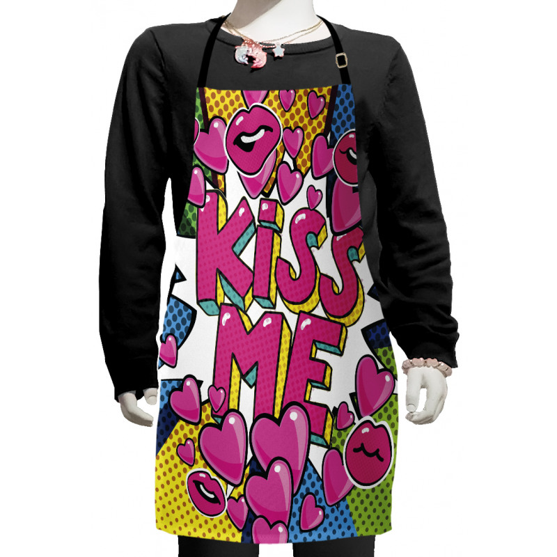 Retro Hearts Lipstick Kids Apron