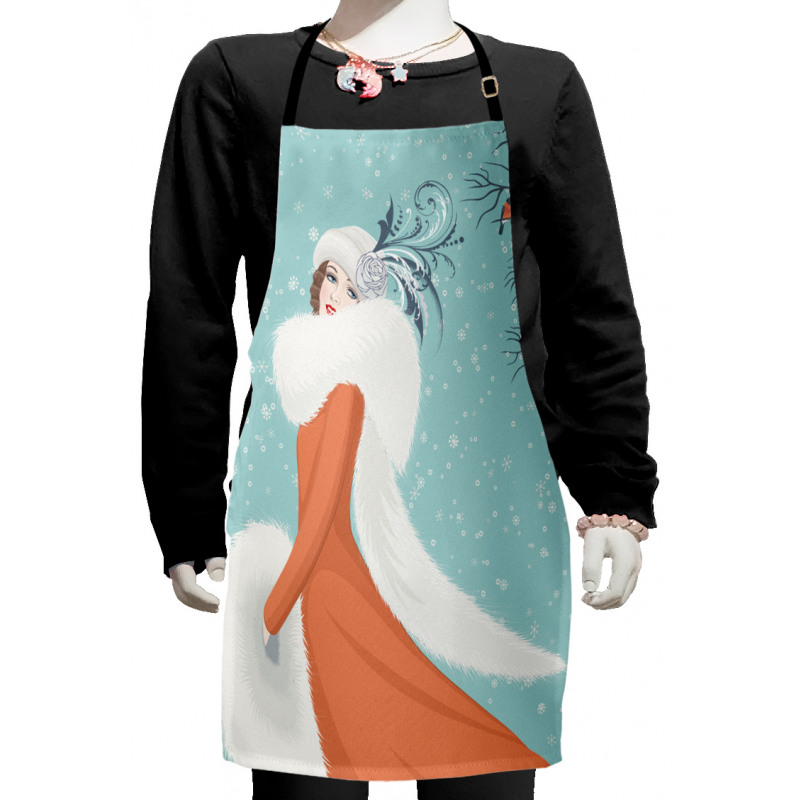 Lady in Red Coat Kids Apron