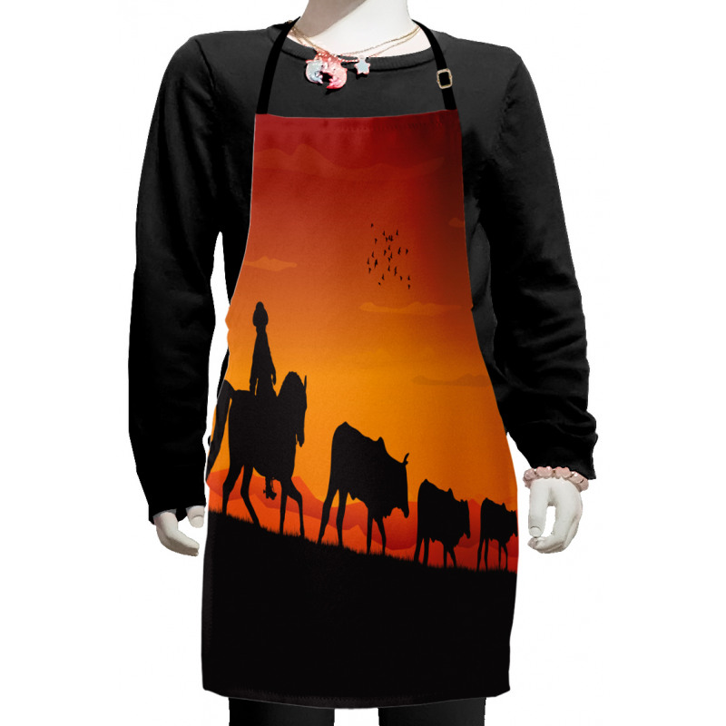 Silhouette Farm Cow Herd Kids Apron