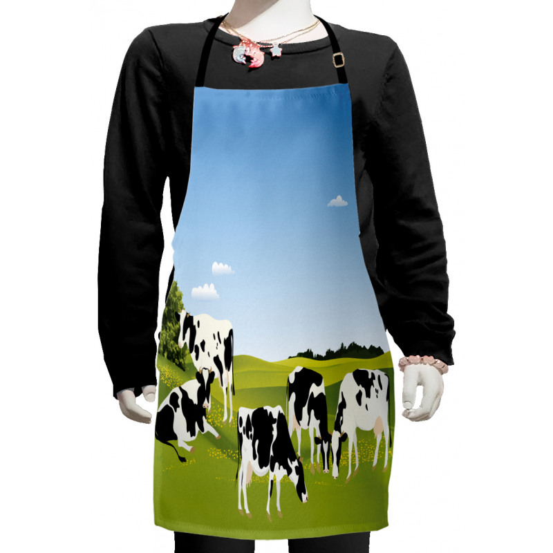 Graphic Domestic Cows Kids Apron