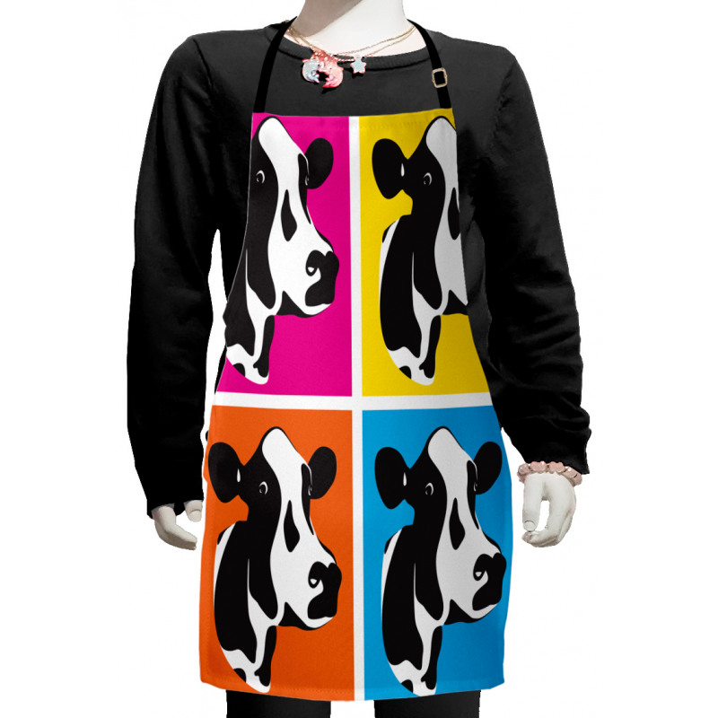 Pop Art Cow Heads Image Kids Apron