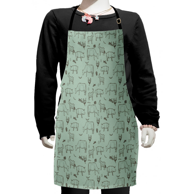 Domestic Farm Silhouette Kids Apron