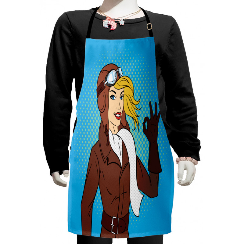 Pop Art Woman Pilot Kids Apron