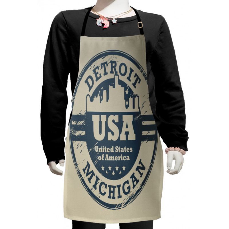 Detroit Michigan Stamp Kids Apron