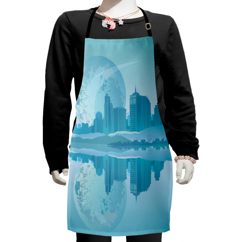 Modern City Building Earth Kids Apron