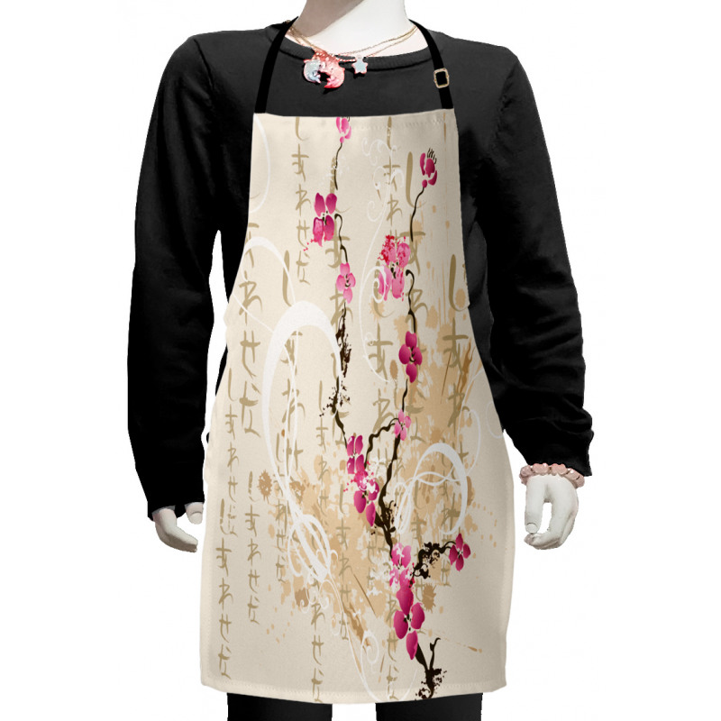 Letters Sakura Flowers Kids Apron