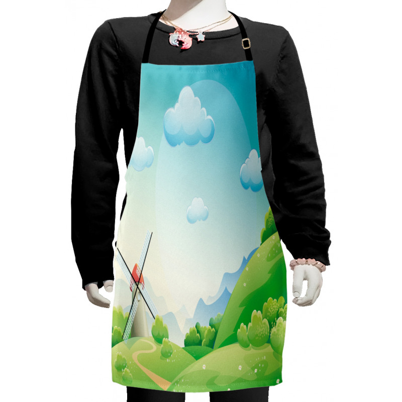 Cartoon Country Landscape Kids Apron