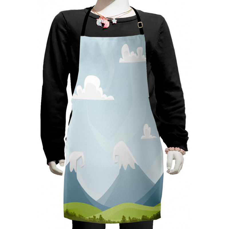 Cartoon Mountains Idyllic Kids Apron