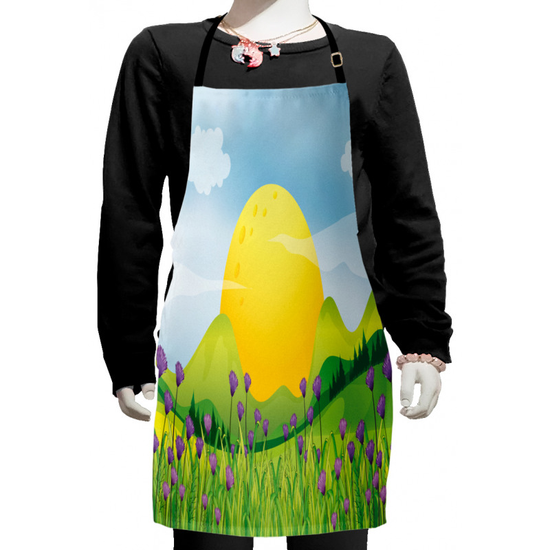 Mountains with Violets Kids Apron