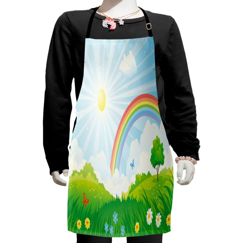 Sun and Rainbow Flowers Kids Apron