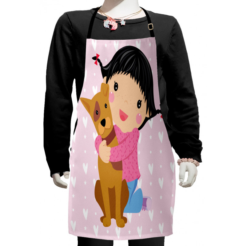 Doodle Girl and Pet Dog Kids Apron