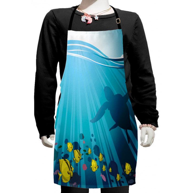 Fish in the Wavy Ocean Kids Apron