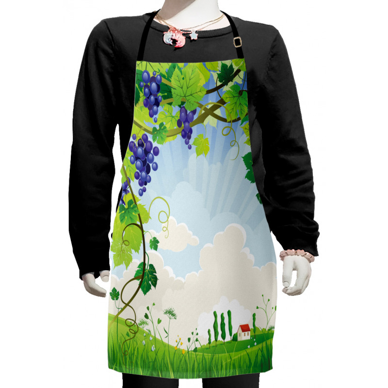 Rural Countryside Grapes Kids Apron