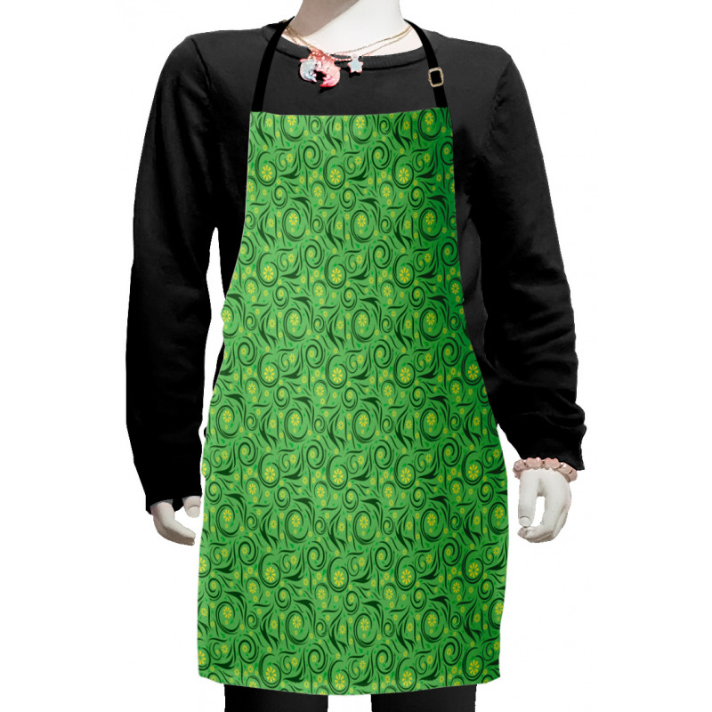 Floral Swirling Lines Kids Apron