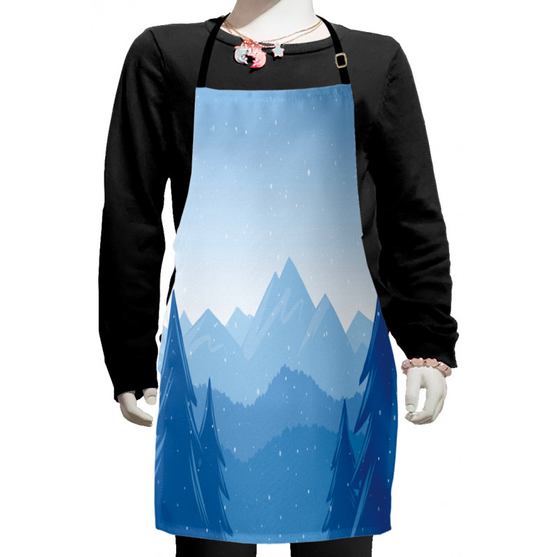 Snow Mountains Trees Kids Apron