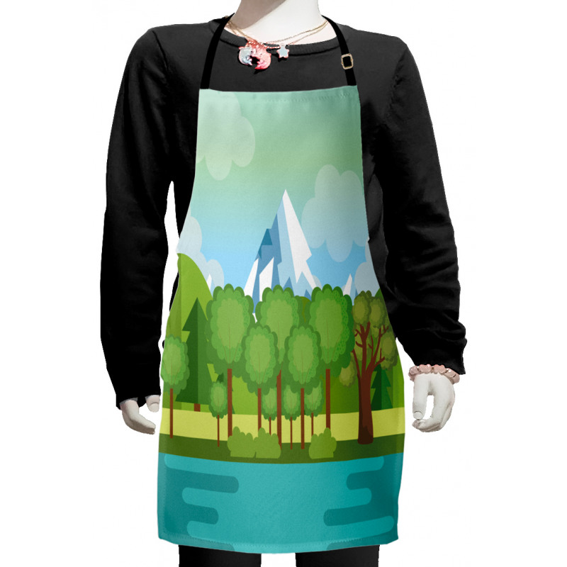 Mountains Lake Trees Kids Apron