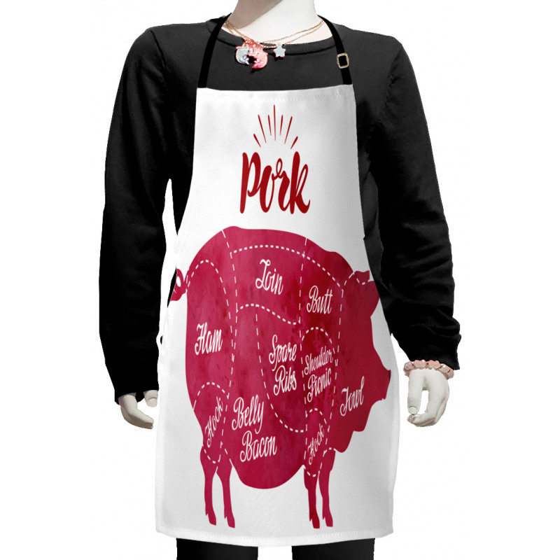 Cutting Pig Meat Diagram Kids Apron