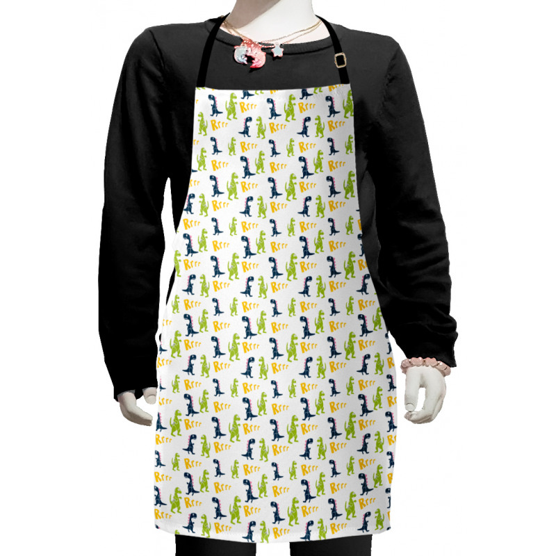 Happy Cartoon Dino Kids Apron