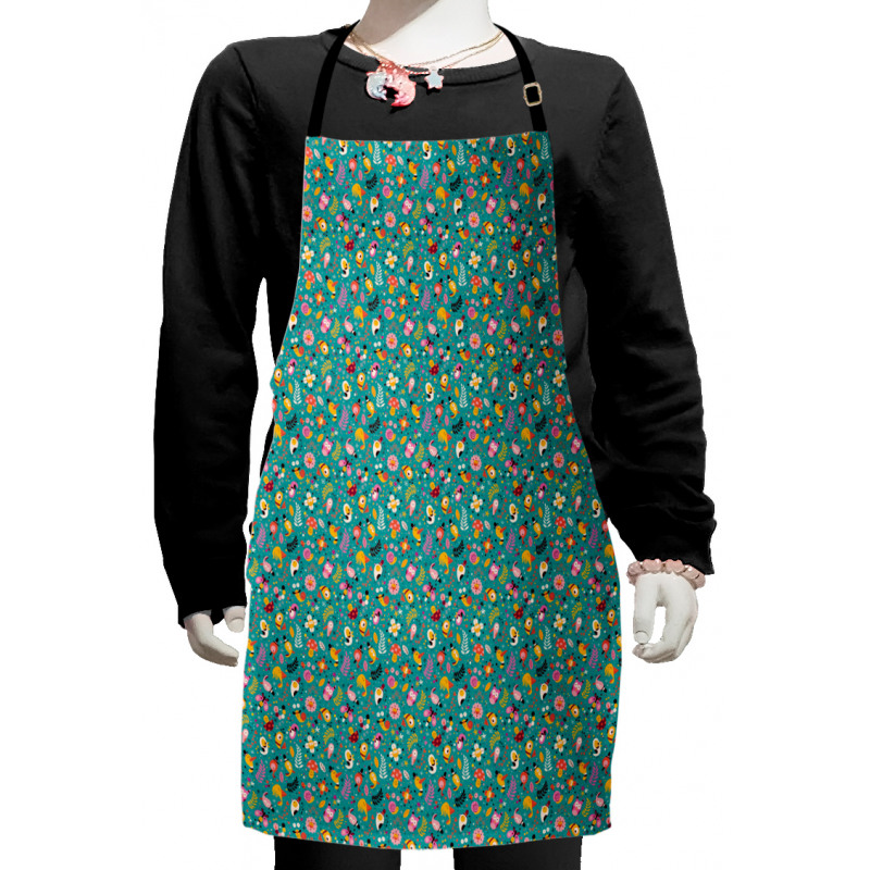 Funny Forest Birds Flowers Kids Apron