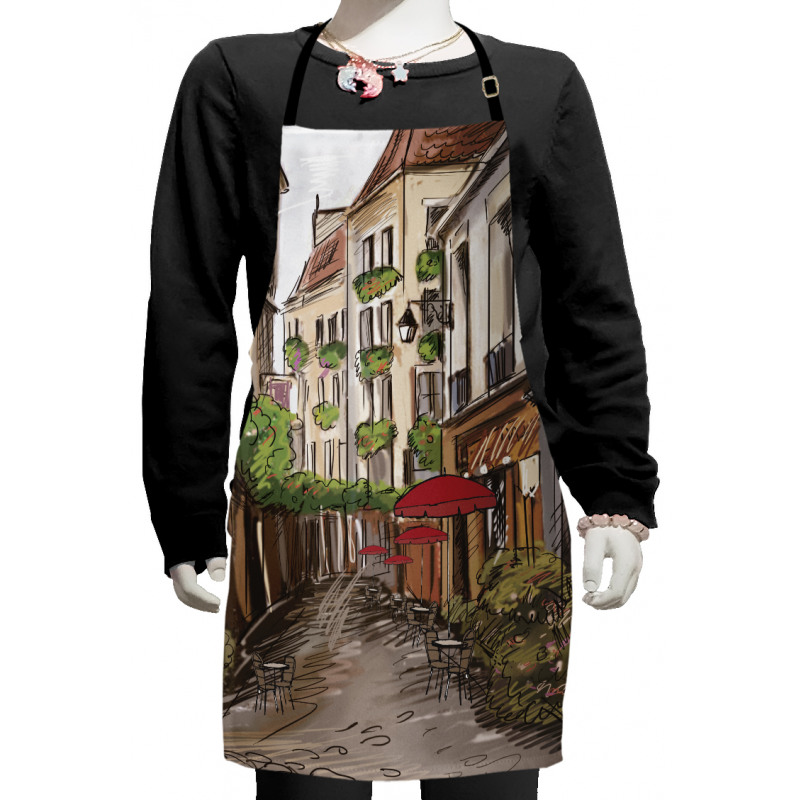 Romantic Patio Scene Sketch Kids Apron