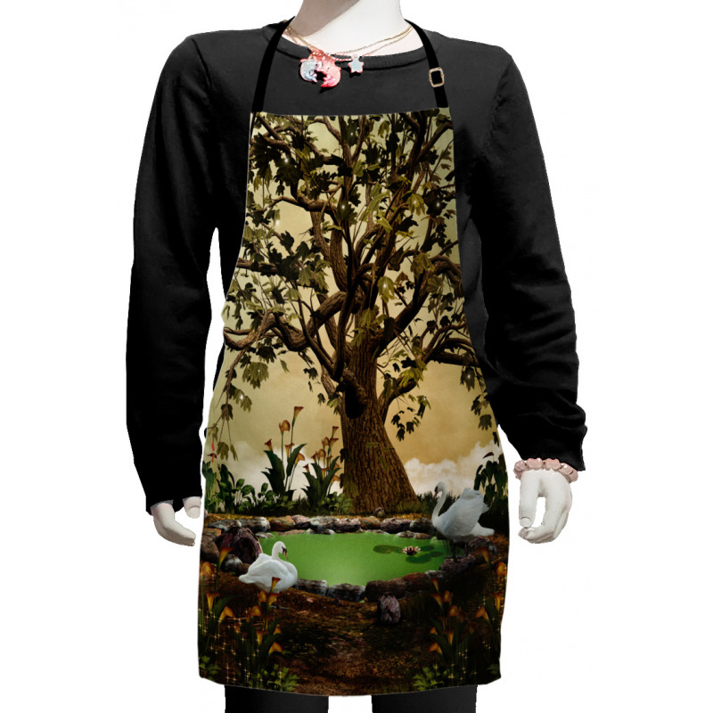 Forest Tree Pond and Swans Kids Apron