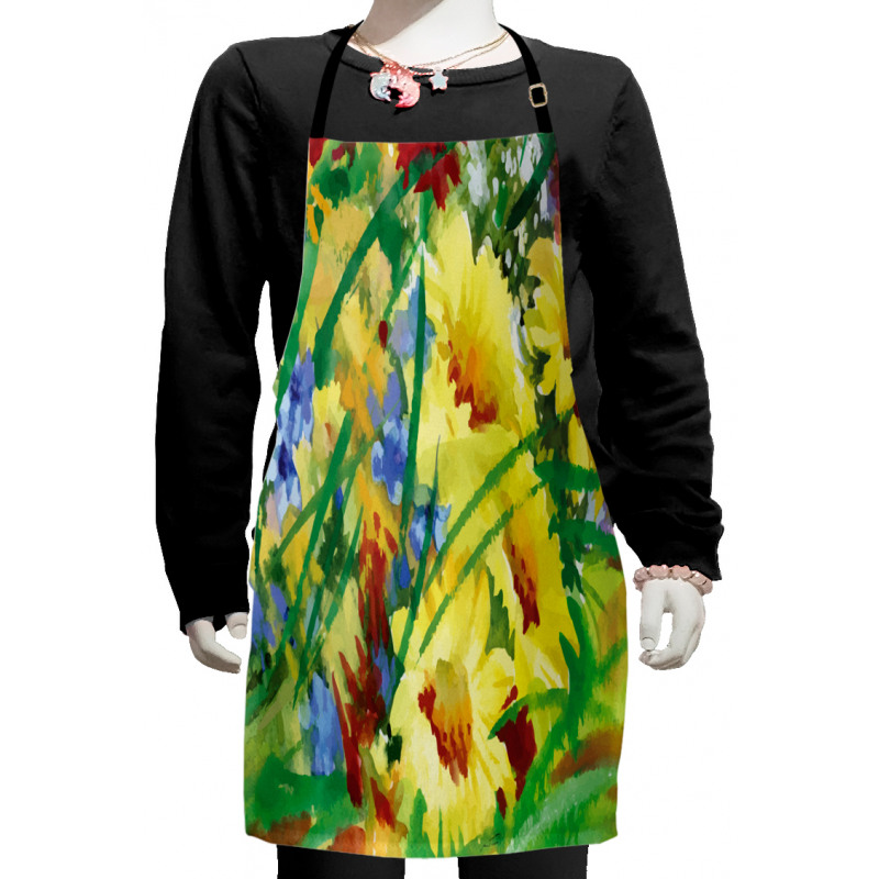 Watercolor Flower Field Kids Apron