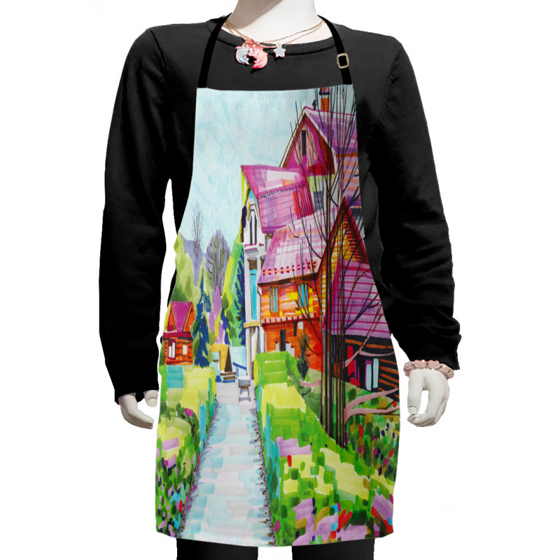 Rural Old Village Houses Kids Apron