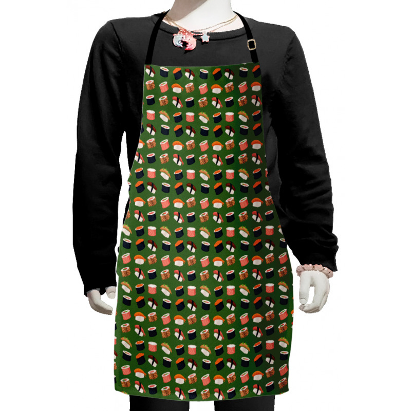 Seafood Rolls on Green Shade Kids Apron