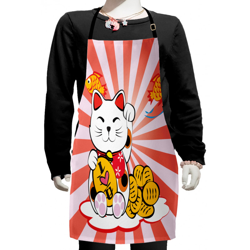 Starburst Lines Cat Kids Apron