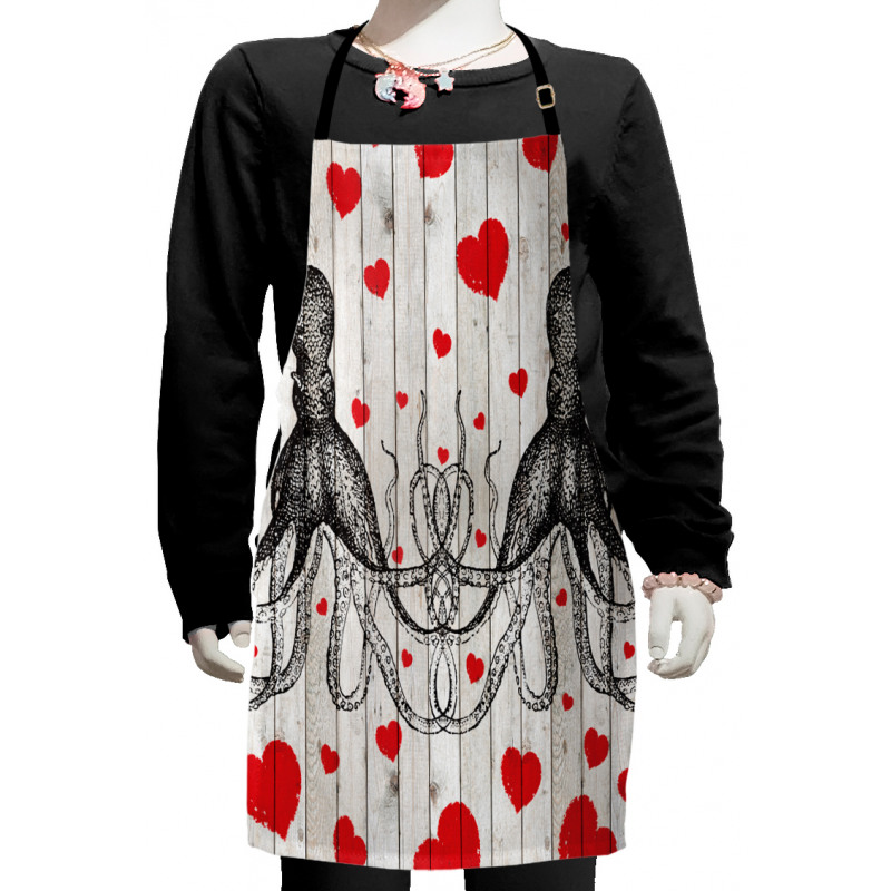 Octopus Sketch and Hearts Kids Apron