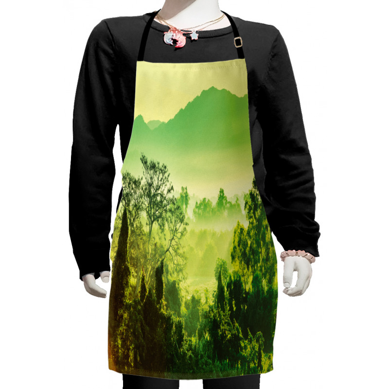 Monochrome Nature Scene Kids Apron