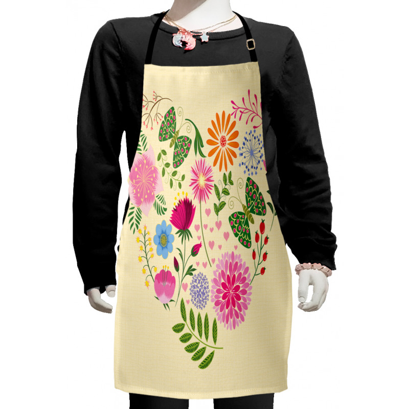 Colorful Flowers Butterflies Kids Apron