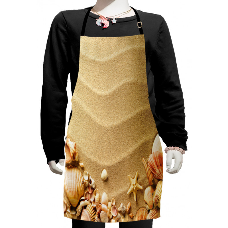 Various Seashells on Sand Kids Apron