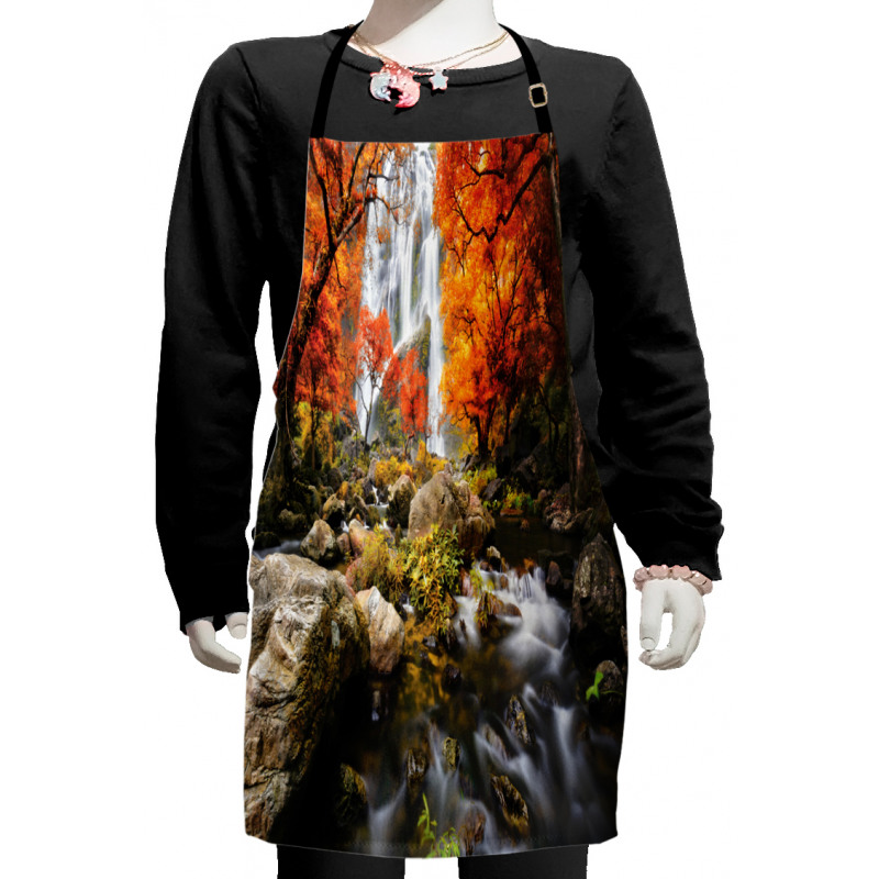 Autumn River Stream on Rocks Kids Apron