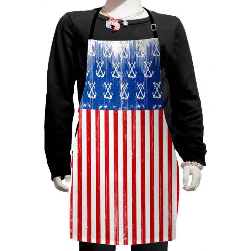 Patriotic Grunge Flag Marine Kids Apron