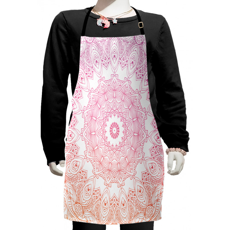 Outline Style Flowers Kids Apron