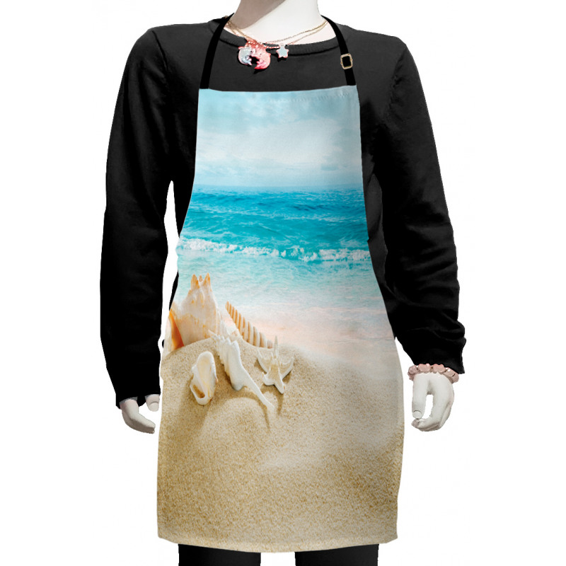 Pastel Beach Scene Kids Apron