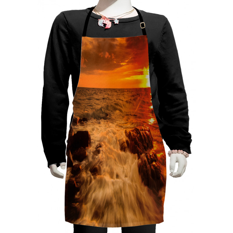 Ocean with Rocks at Sunset Kids Apron