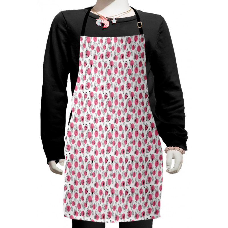 Outline Feather Motifs Dots Kids Apron